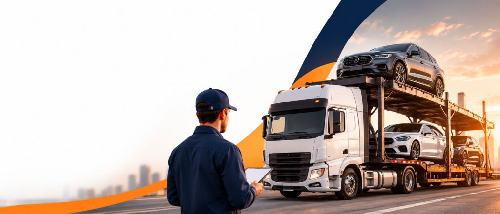 Auto carrier truck with logistics coordinator for nationwide car shipping